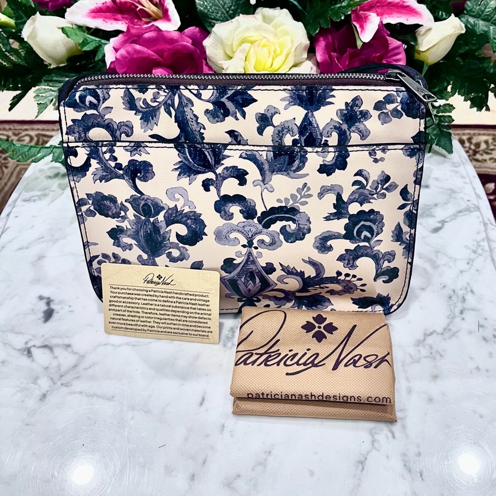 Patricia Nash Navy Floral Crossbody Bag